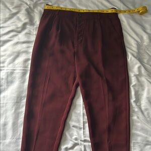 Anthropologie Burgundy Cropped Pants with Relaxed Fit